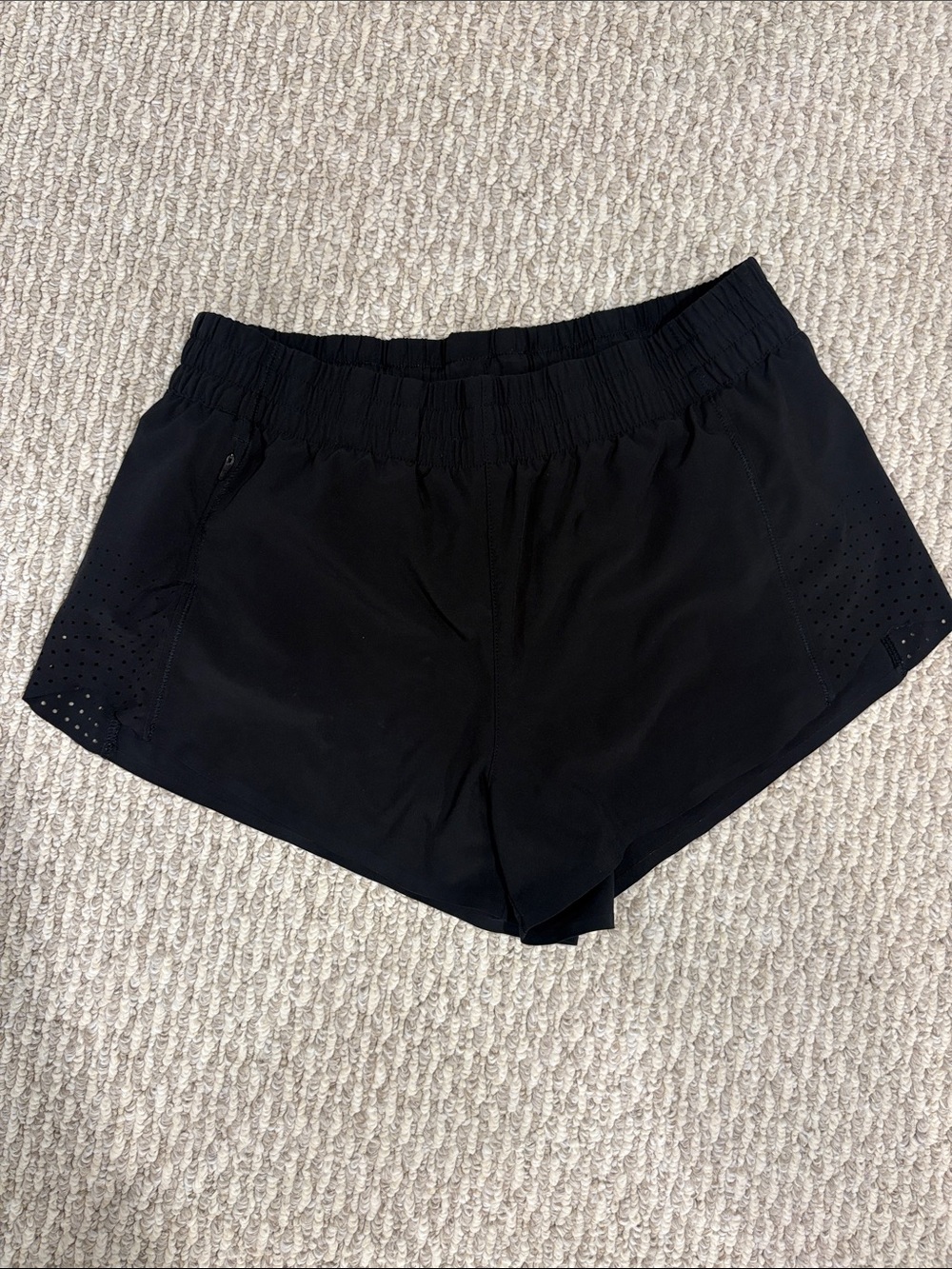 Athleta Black Laser-Cut Athletic Shorts
